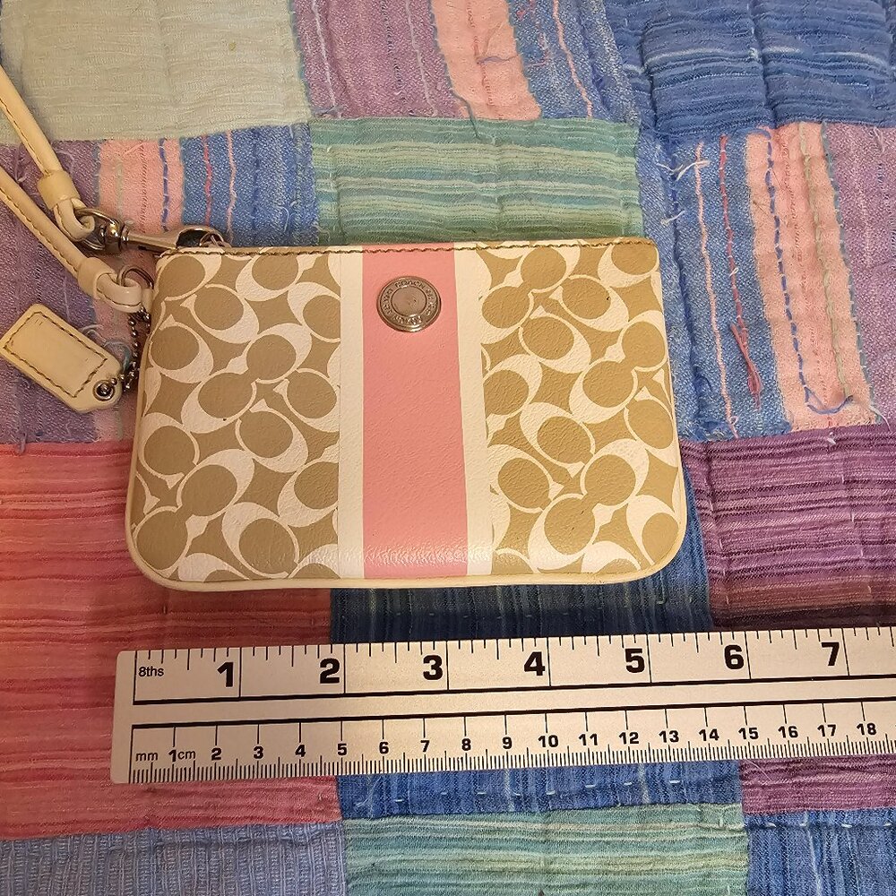 Coach Heritage Stripe Chelsea Wristlet –  Pink Stripe - Picture 6 of 9